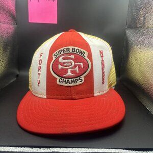 49er Super Bowl Champs Hat Yellow And Red/whire SnapBack Vtg